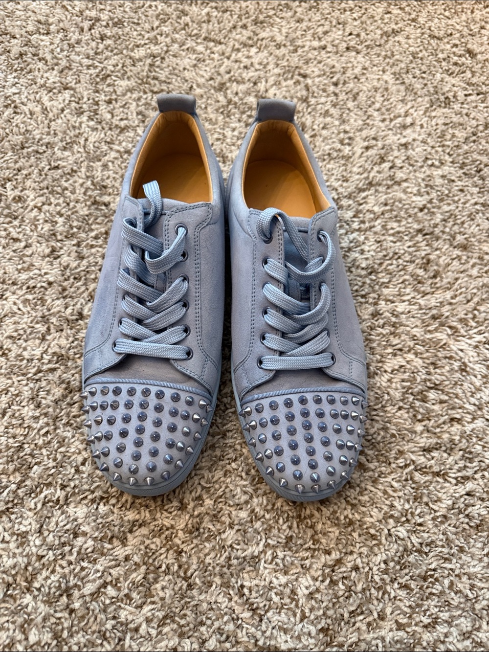 Christian Louboutin Gray Studded Low-Top Sneakers